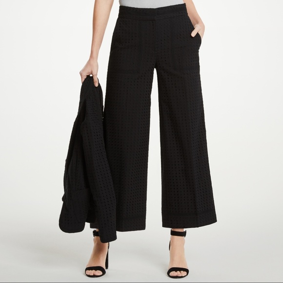 Ann Taylor Pants - Ann Taylor Marina Wide Leg Crop Black Eyelet